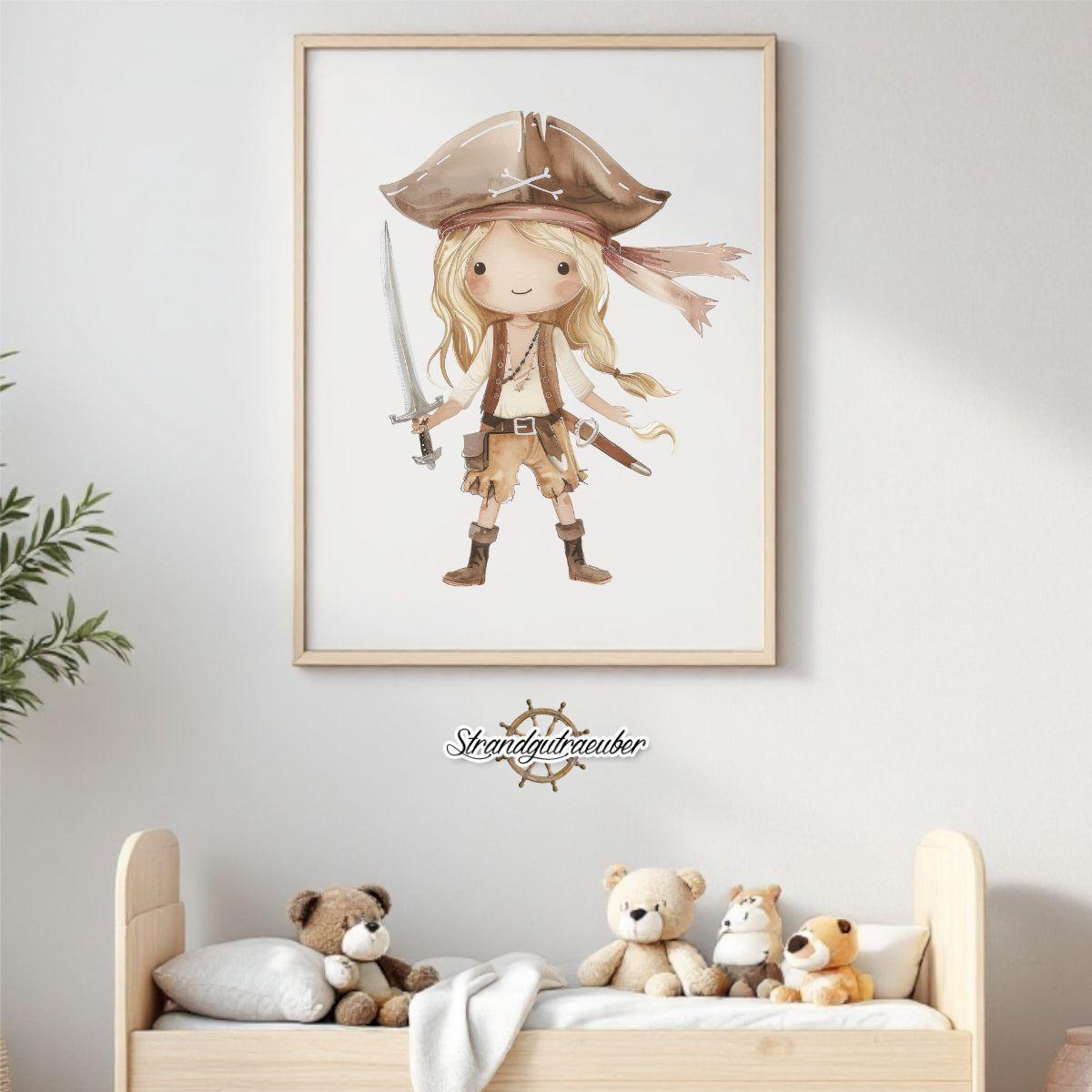 Buegelbild Piratenmädchen blond Buegelbild Piratenmädchen blond